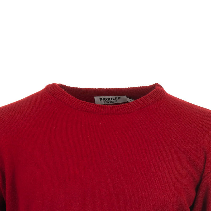 ProQuip Lambswool Water Repellent Crew Neck Golf Sweater - Autumn Red