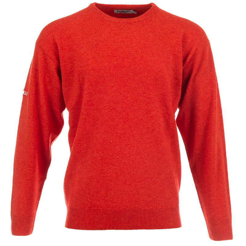 ProQuip Lambswool Water Repellent Crew Neck Golf Sweater - Inferno Orange