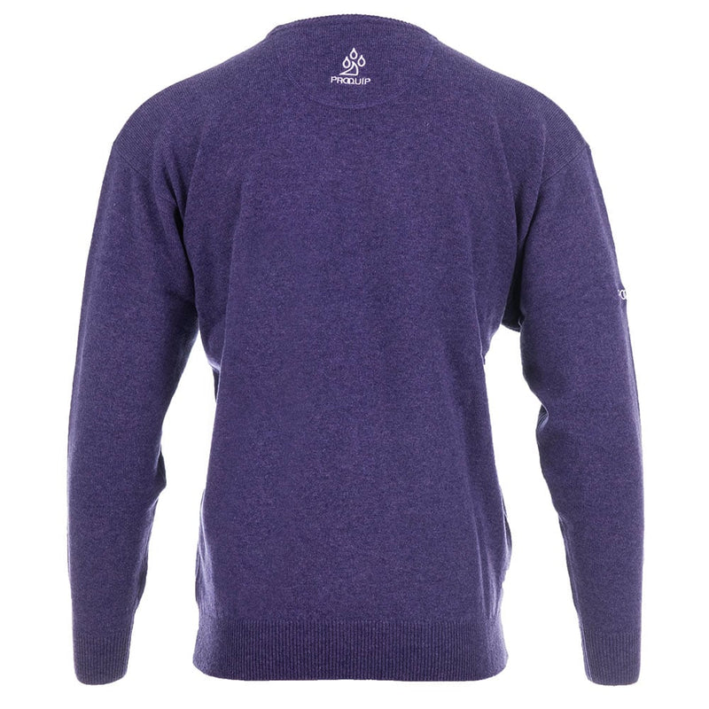 ProQuip Lambswool Water Repellent Crew Neck Golf Sweater - Purple