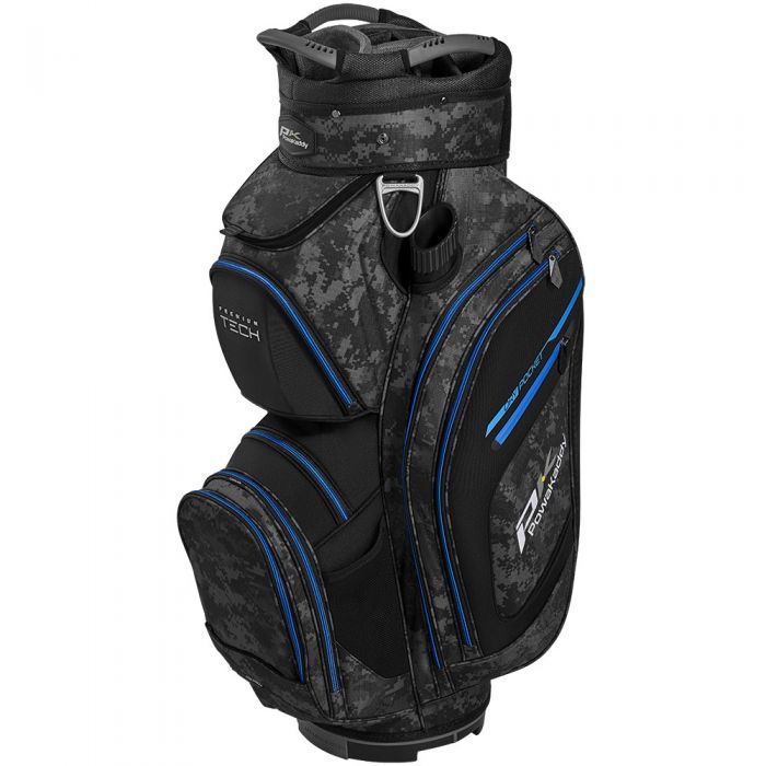 PowaKaddy Premium Tech Golf Cart Bag - Grey Camouflage/Black/Blue